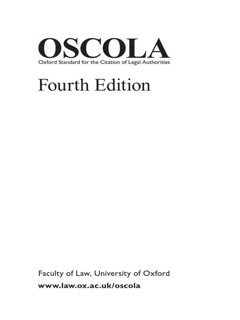 OSCOLA Oxford Standard For The Citation of Legal