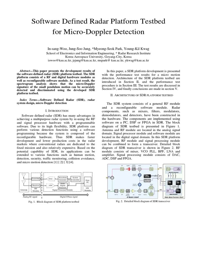 Software Defined Radar Platform Testbed for MicroDoppler Detection