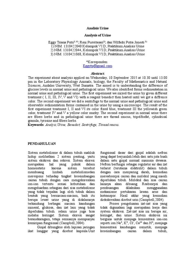 Jurnal Analisis Urine