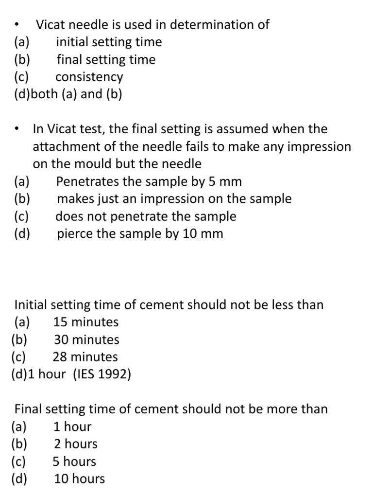 MCQ Concrete Technology Concrete Strength Of Materials