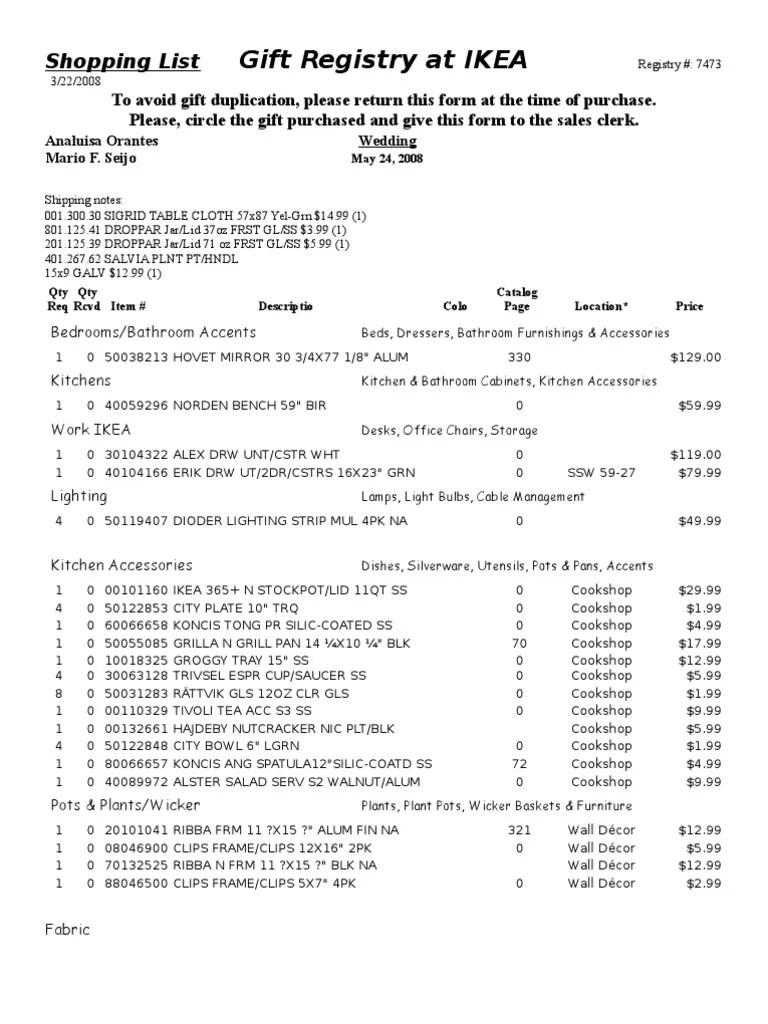 Ikea Wish List PDF Room Consumer Goods
