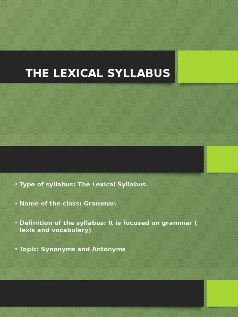 The Lexical Syllabus PDF