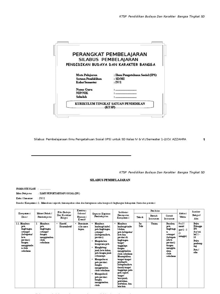 Silabus Ips Kelas 4 6