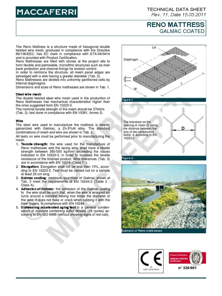 Reno Mattress PDF Engineering Tolerance Wire