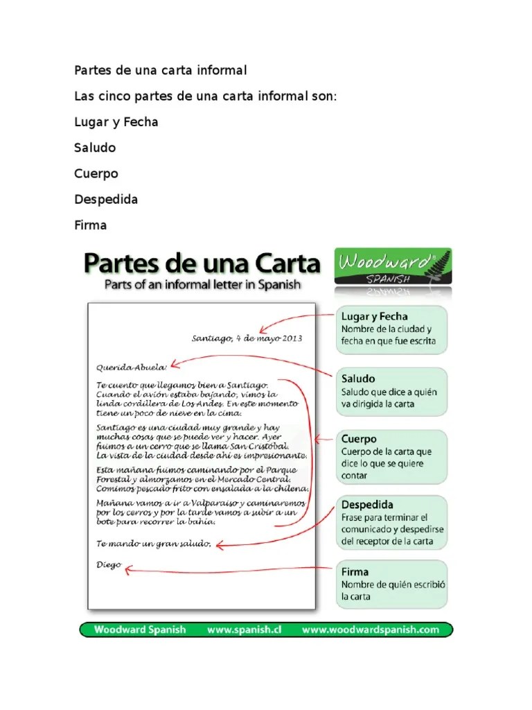 Partes de Una Carta Informal Factura Cheque Prueba