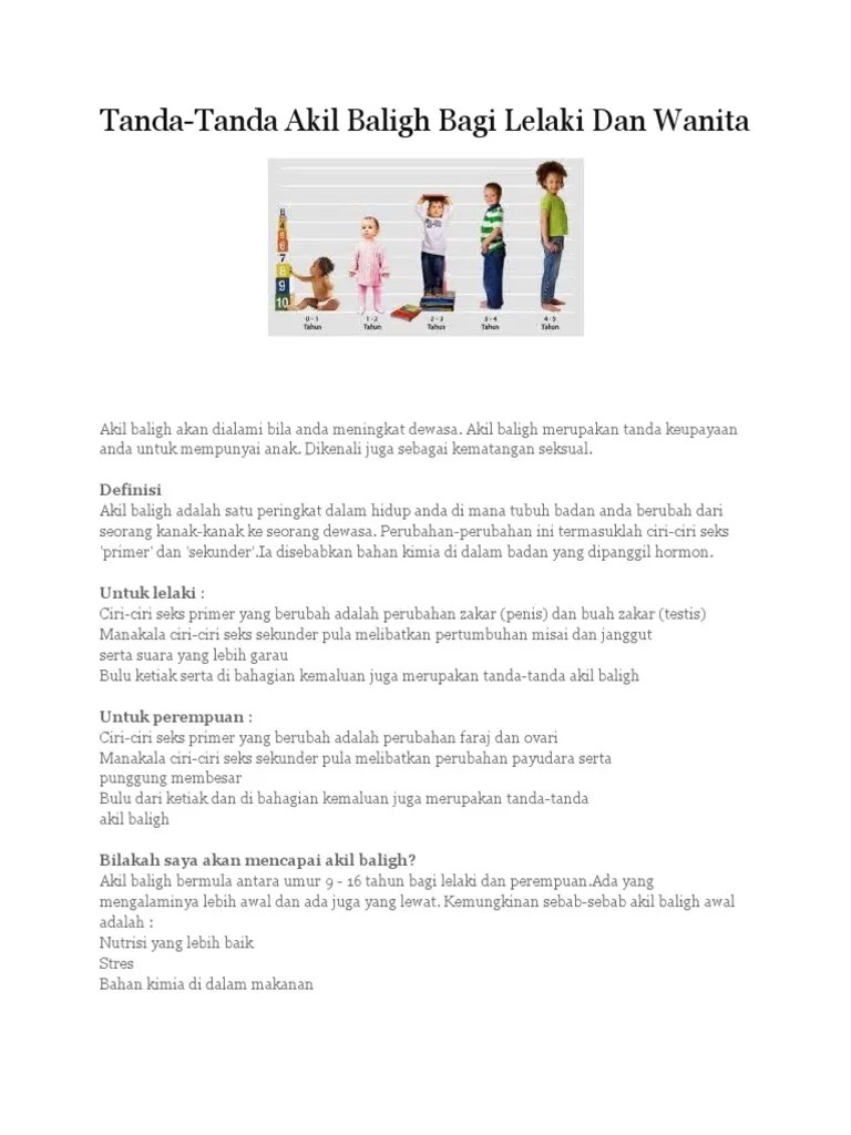 Tanda-Akhir Balig Bagi Anak Laki-Laki Dan Perempuan. | PDF