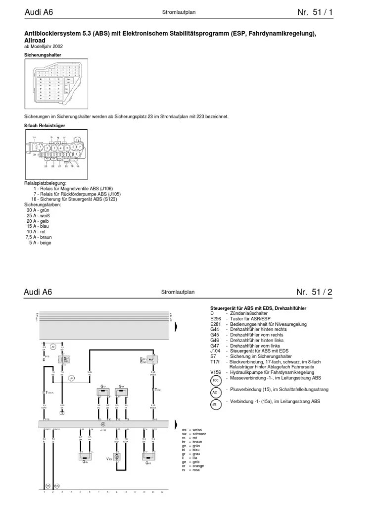 Audi A6 4B Stromlaufplan ABS