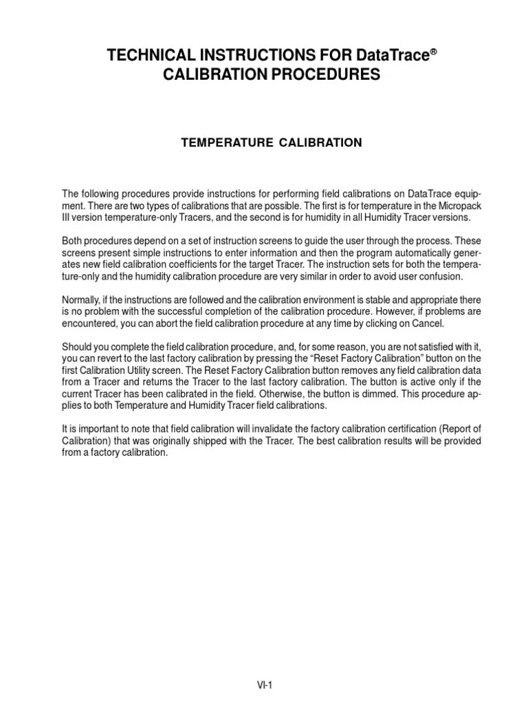 Temperature Calibration Procedures PDF Calibration Temperature
