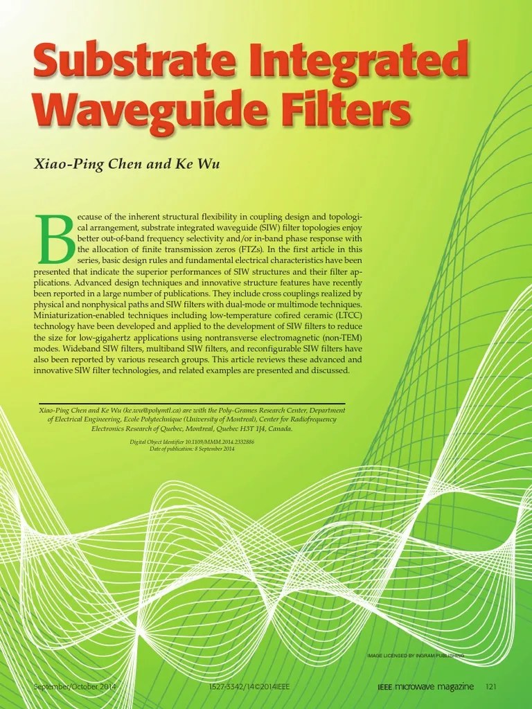 Substrate Integrated Waveguide Filters PDF Electronic Filter
