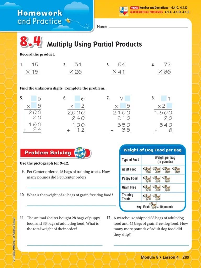 8 4 multiply using partial products