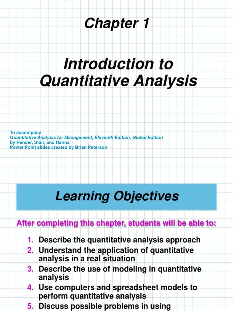 Chapter 1 Introduction to Quantitative Analysis Mathematical Model