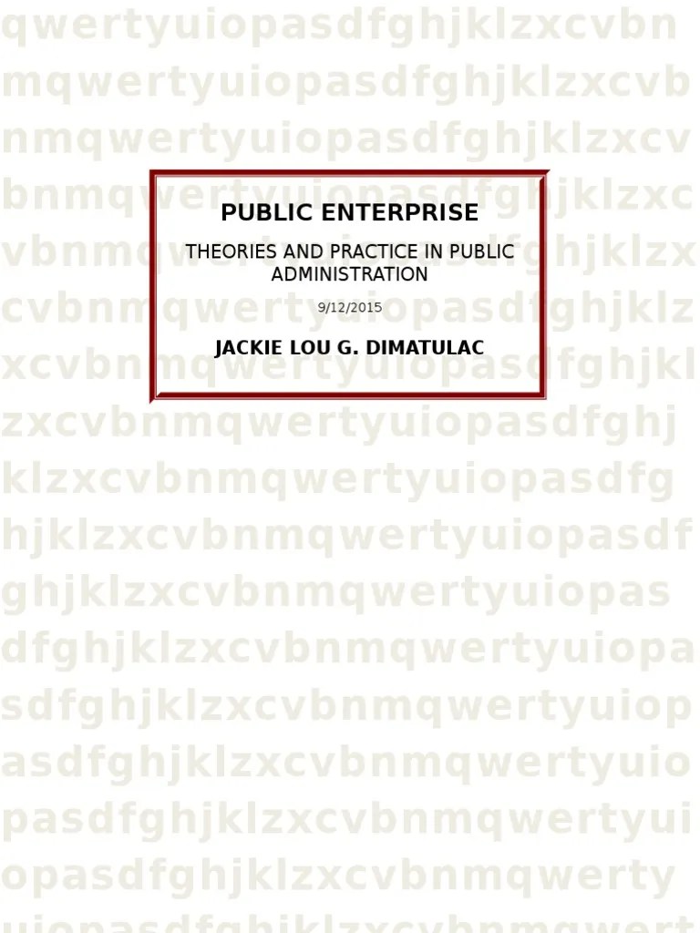Public Enterprise Theories and Practice in Public Administration PDF