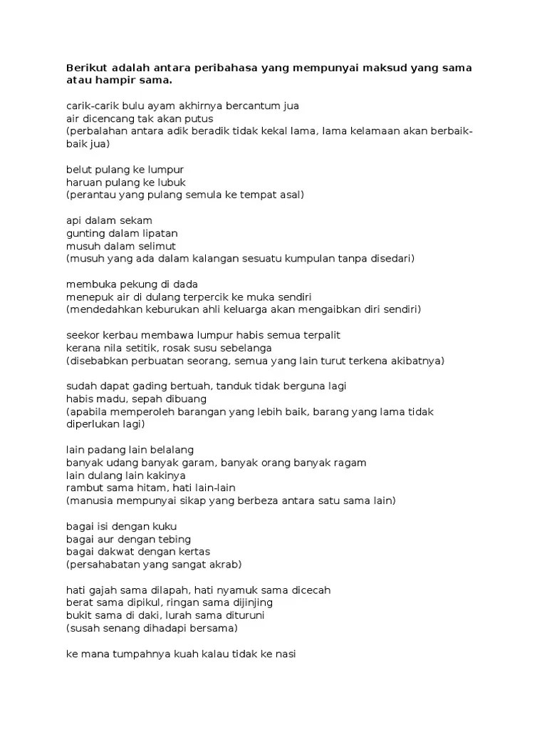 peribahasa yang sama maksud