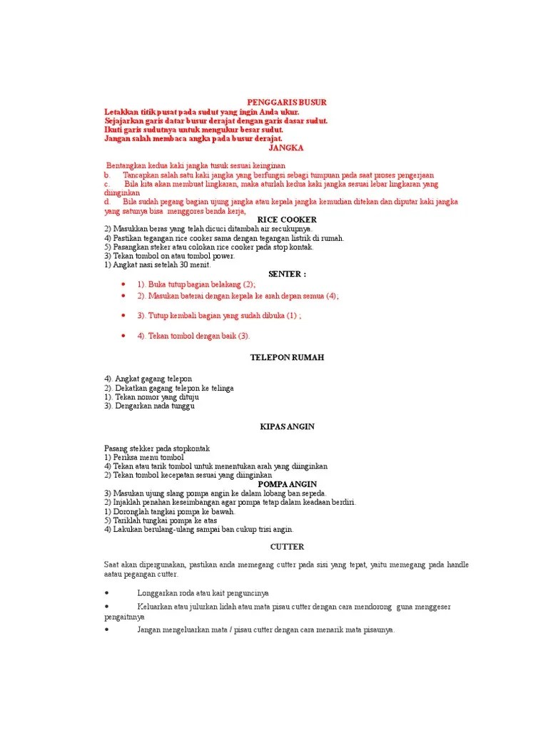 Contoh Petunjuk Pemakaian Senter | PDF