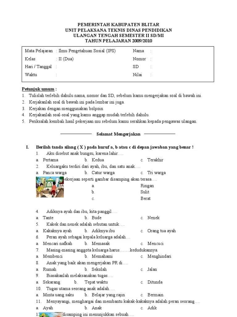 Contoh Soal Menjodohkan Ips Sd