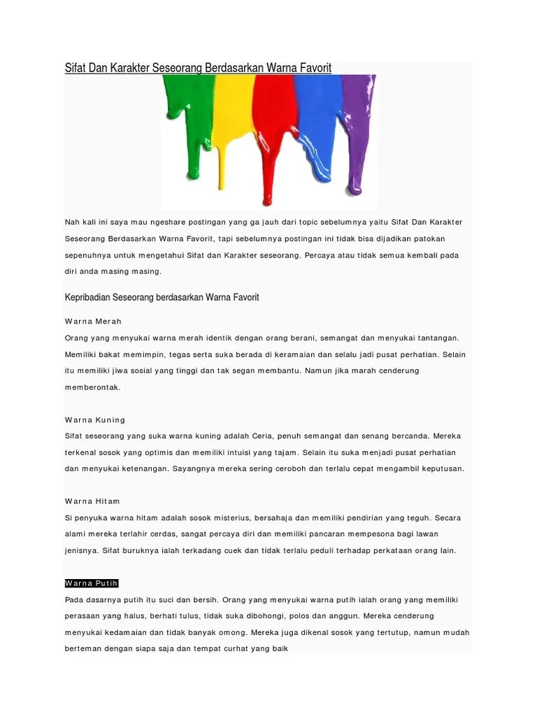 Sifat Dan Karakter Berdasarkan Warna | PDF