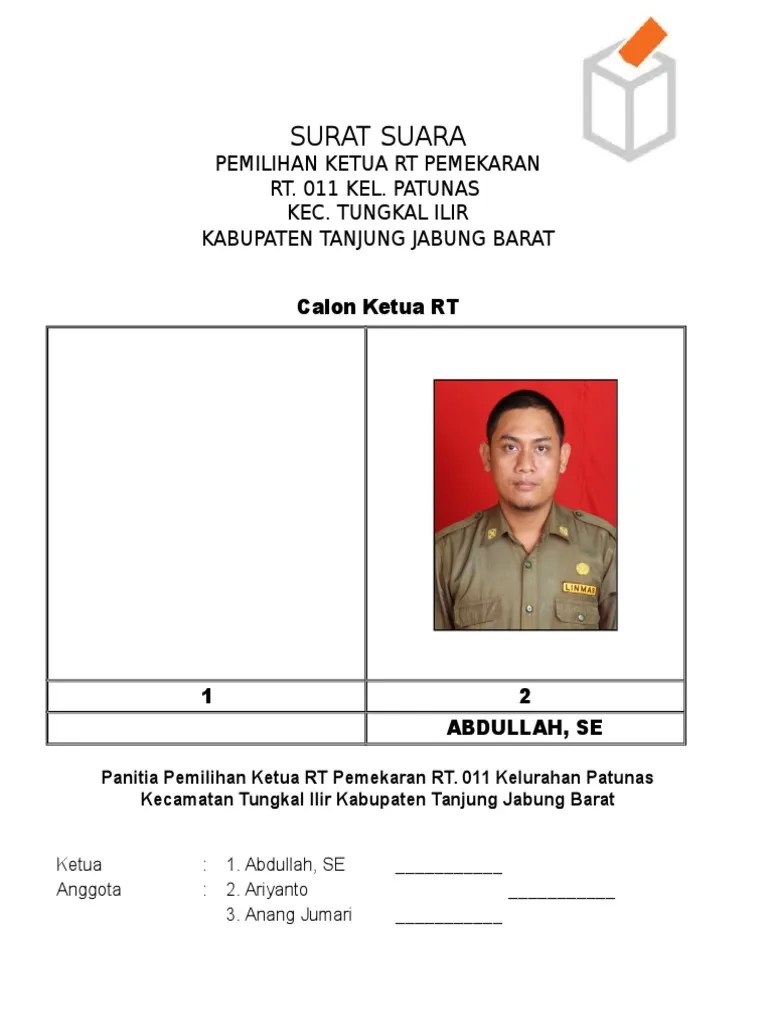 Surat Suara Pemilihan RT PDF