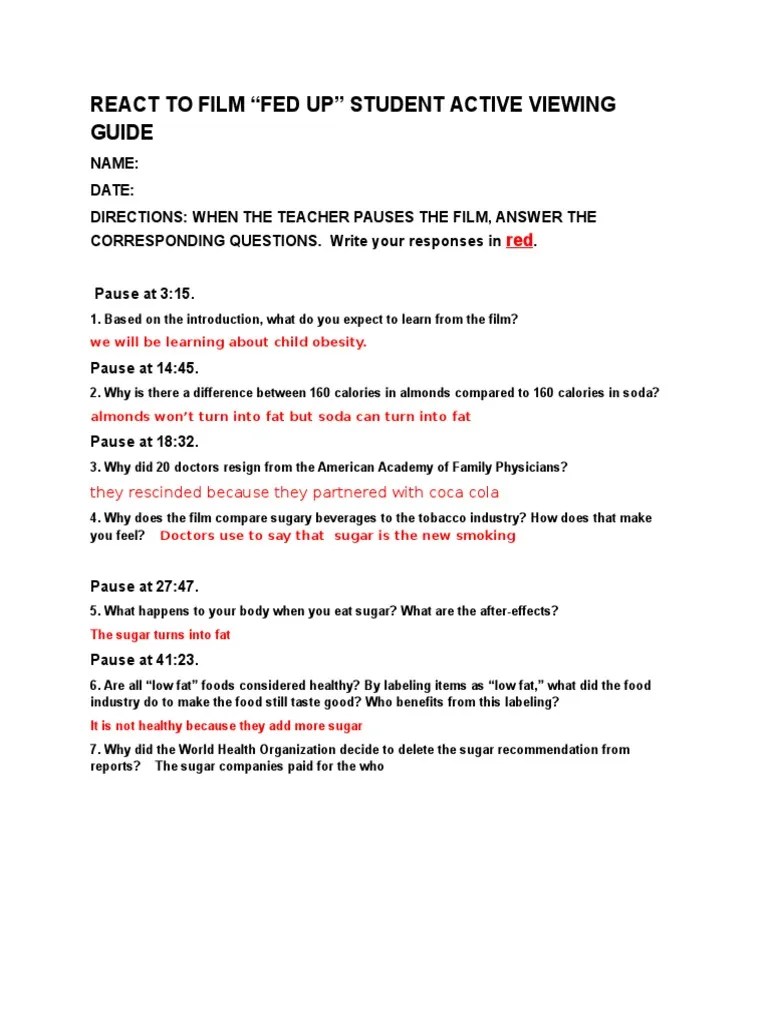 Fed Up Worksheet Answer Key - Onlineworksheet.my.id