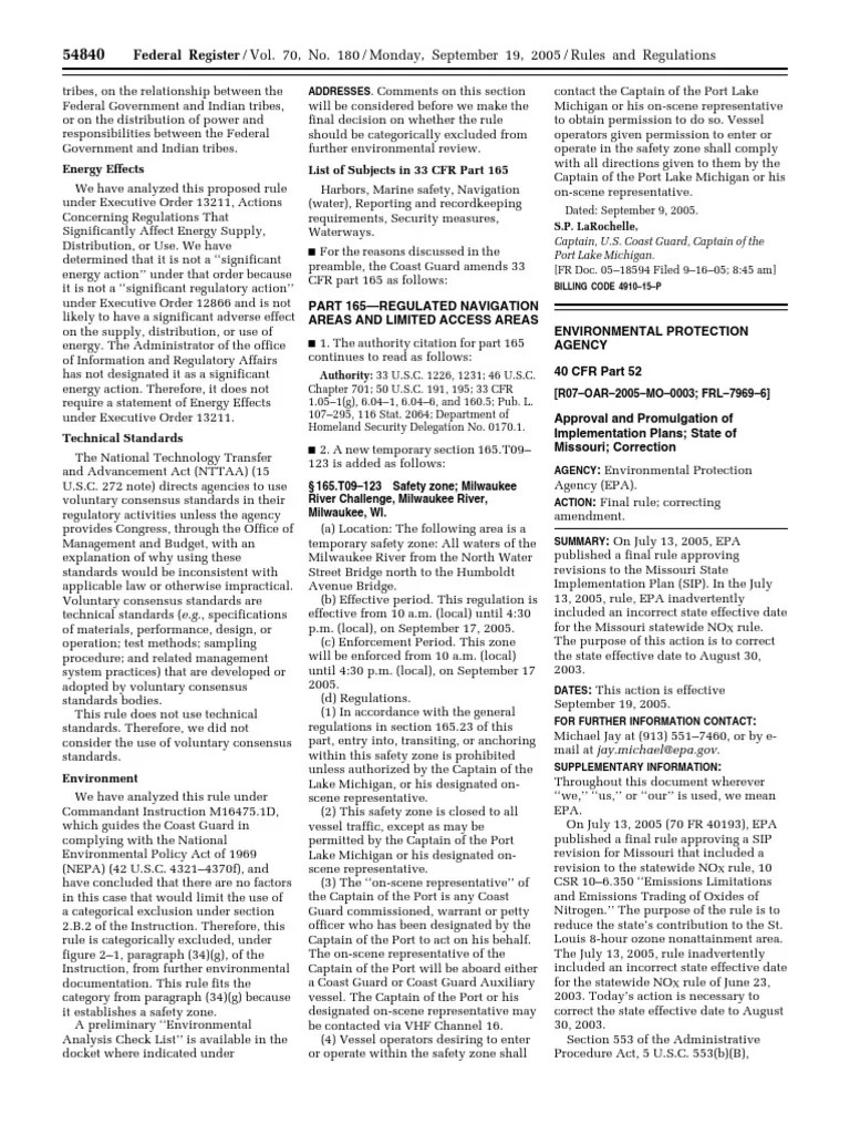 Rule Air Quality Implementation Plans Approval and Promulgation