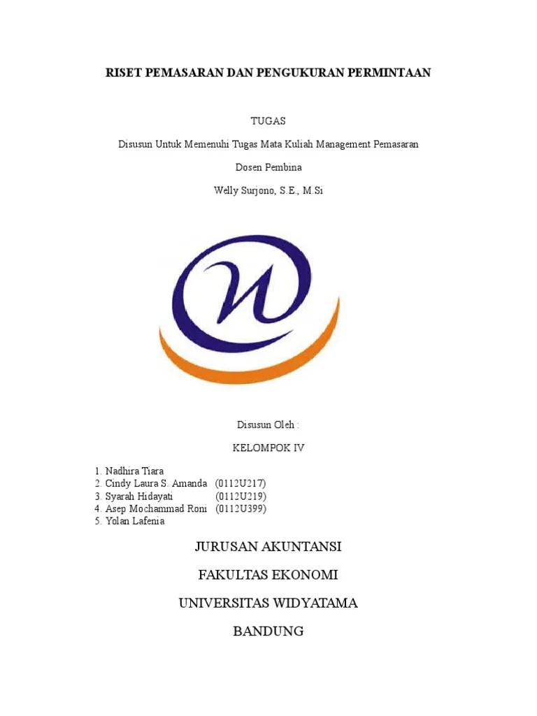 Makalah Riset Pemasaran Dan Peramalan Permintaan
