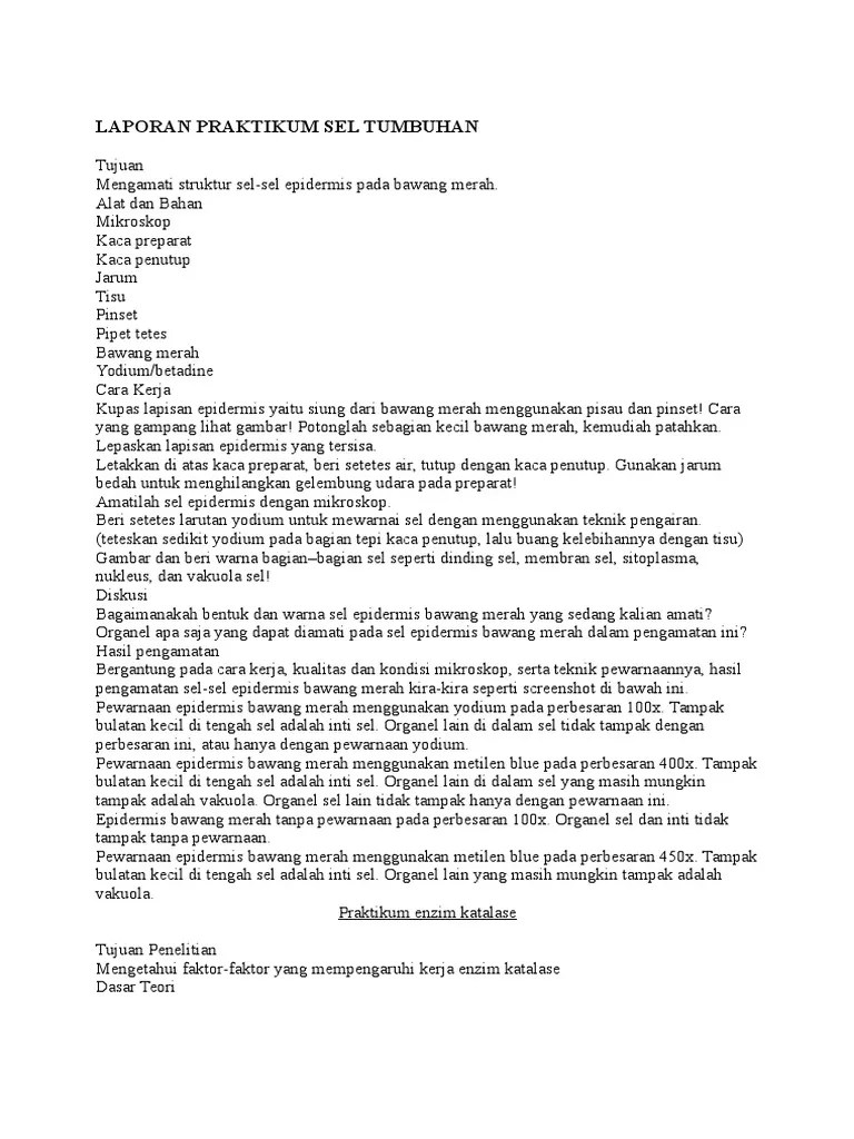 Laporan Praktikum Sel Tumbuhan | PDF