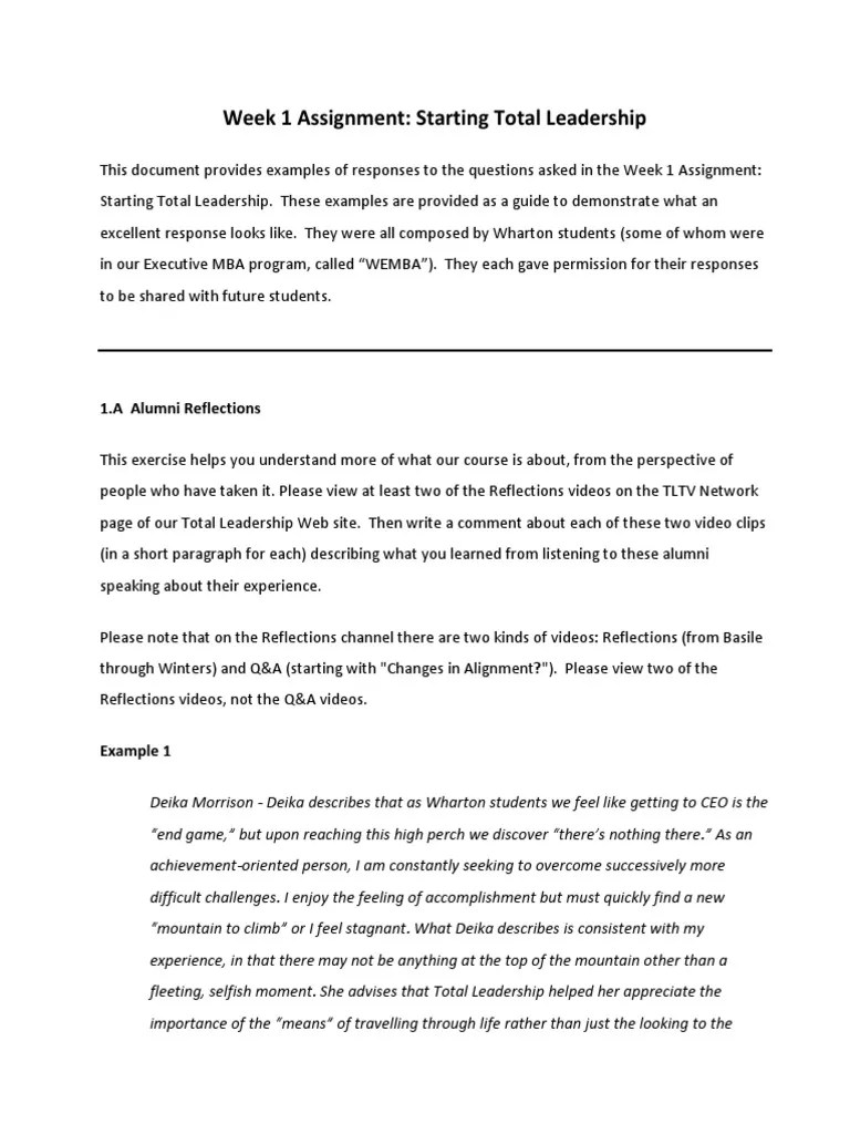 Coursera Assignment Examples Week 1_040814 Leadership Leadership