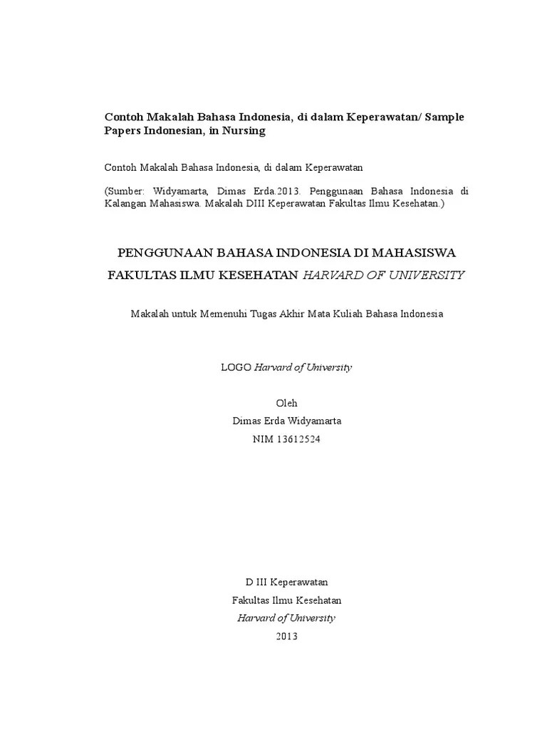 14 Contoh Makalah Mahasiswa Keperawatan