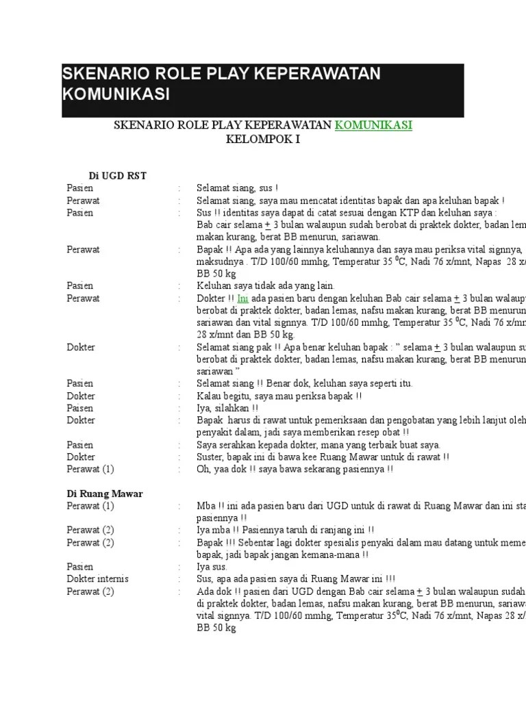 Skenario Role Play Keperawatan Komunikasi | PDF
