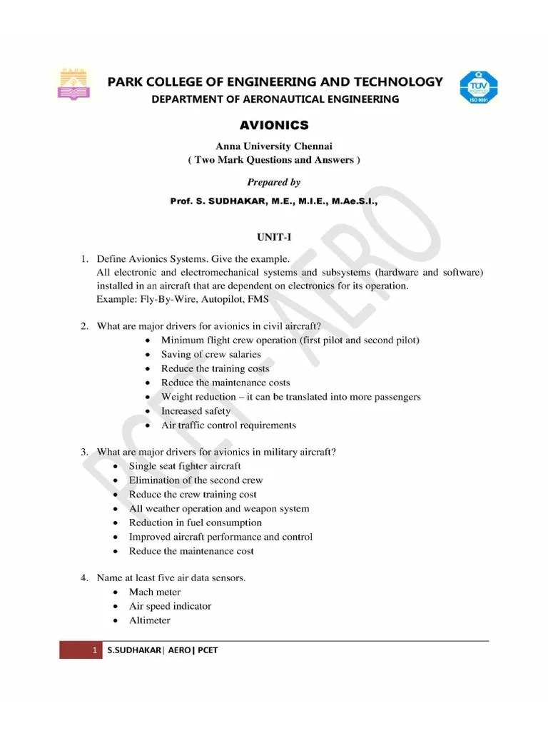 Avionics Questions and Answers Aerospace Engineering
