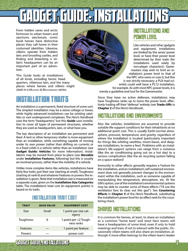Mutants & Masterminds 3e Gadget Guide Installations