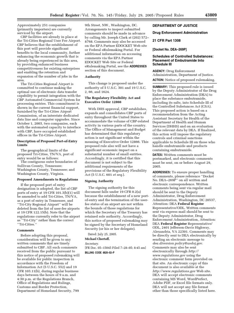 Proposed Rule Schedules of Controlled Substances Embutramide
