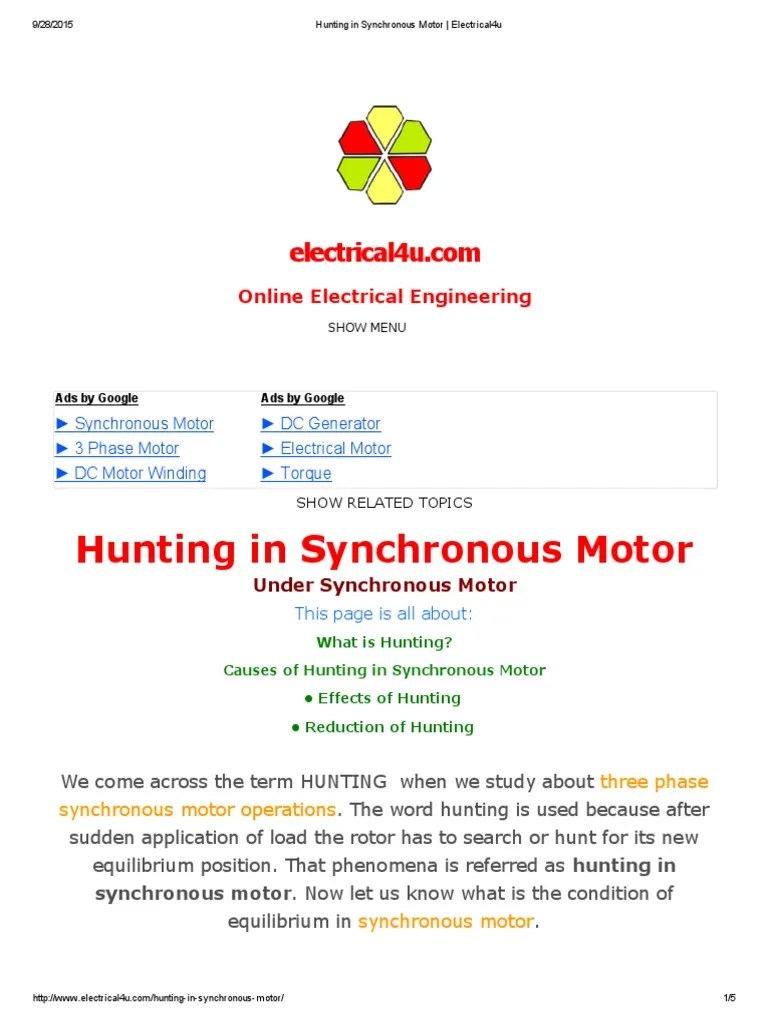 Hunting in Synchronous Motor _ Electrical4u.pdf Mechanics