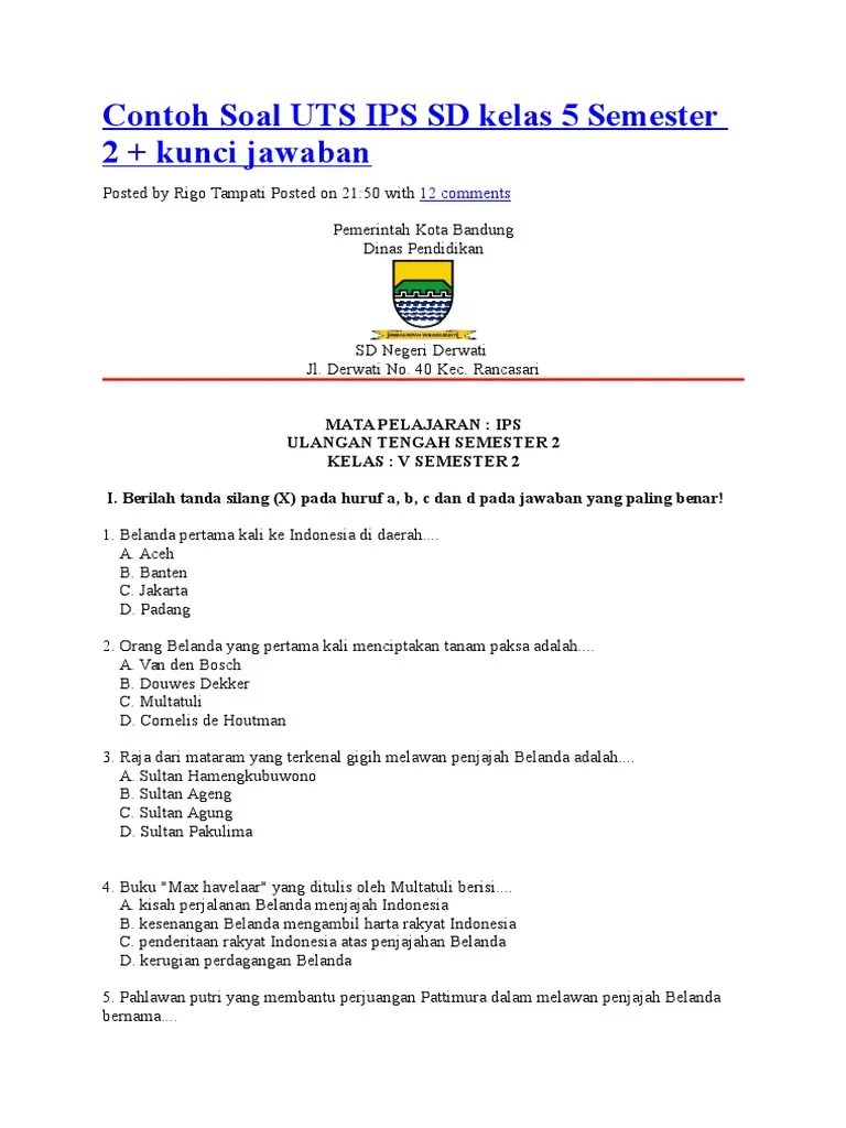 Contoh Soal UTS IPS SD kelas 5 Semester 2.doc