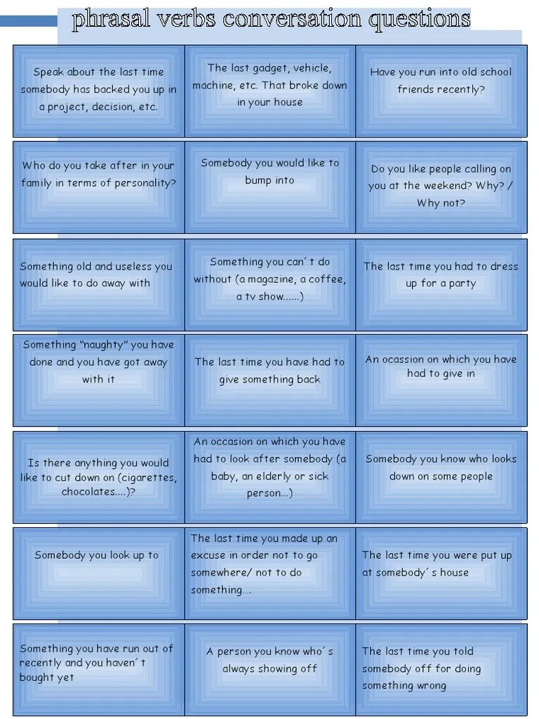 Phrasal Verbs Questions ' | Pdf