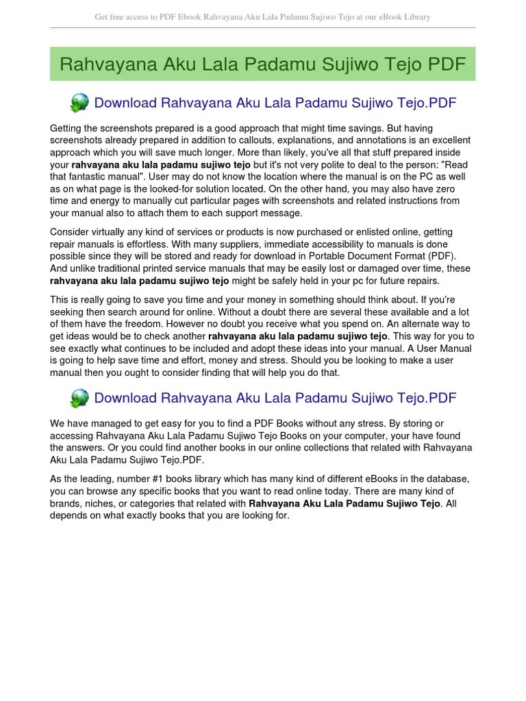 Rahvayana Aku Lala Padamu Sujiwo Tejo 2 E Books Books