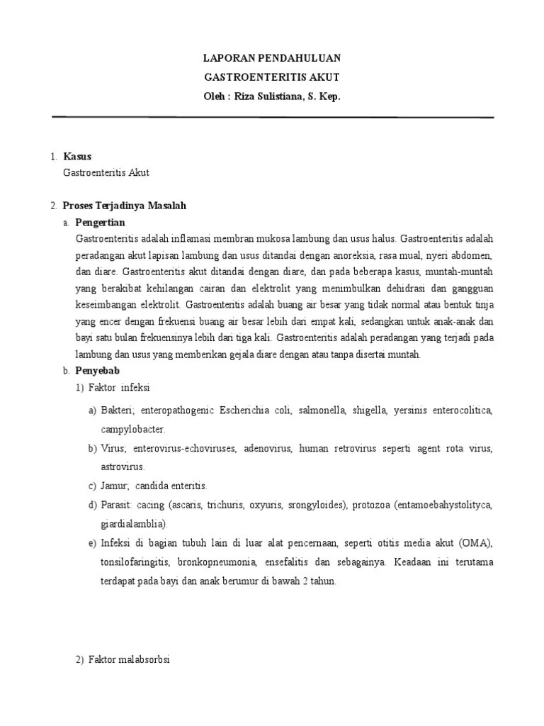 Laporan Pendahuluan Gastroenteritis Akut