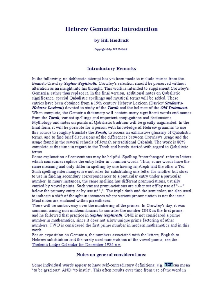 Hebrew Gematria PDF Hermetic Qabalah Hebrew Language