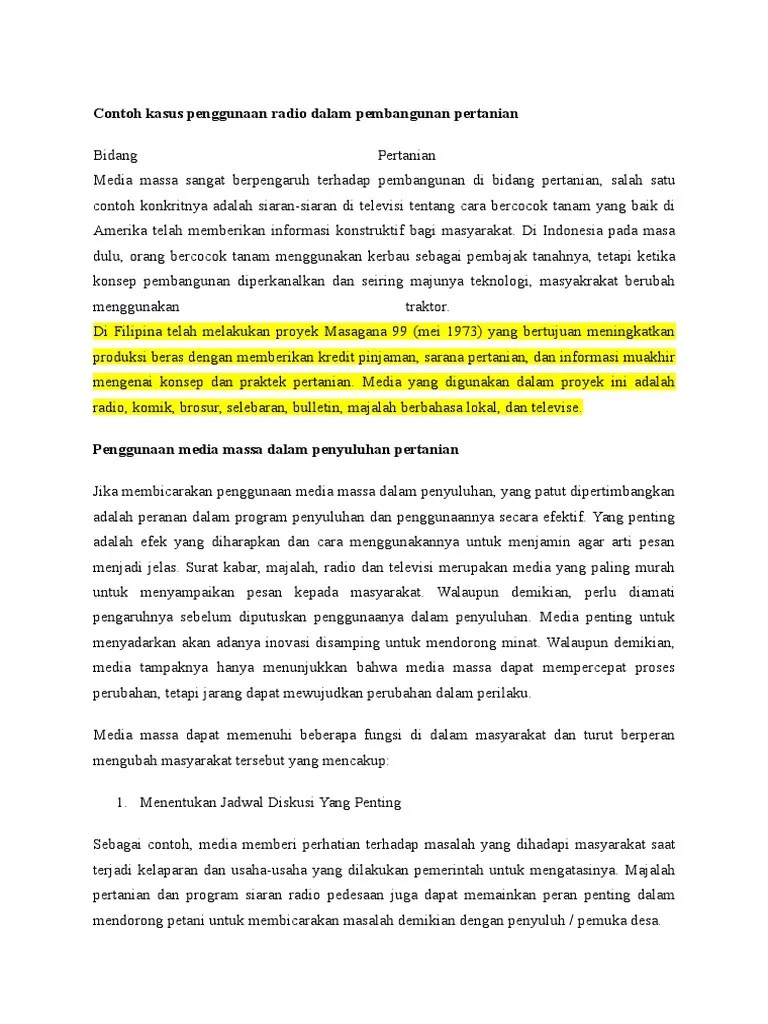 Contoh Kasus Penggunaan Radio Dalam Pembangunan Pertanian | PDF
