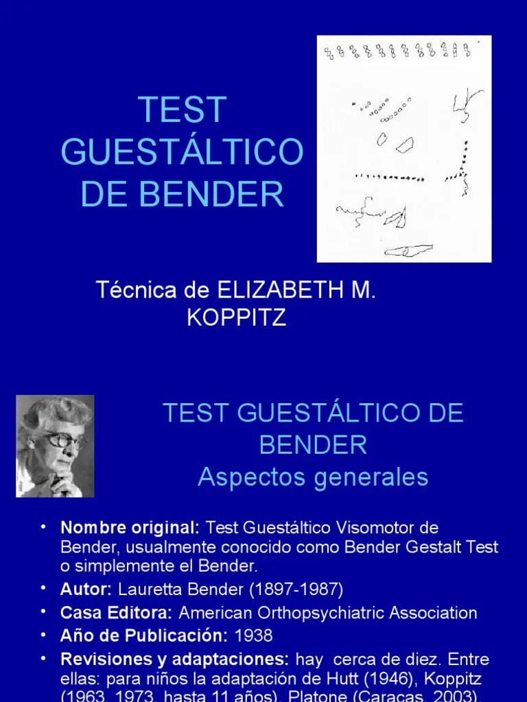 Test Bender Gestalt Percepción Psicología clínica