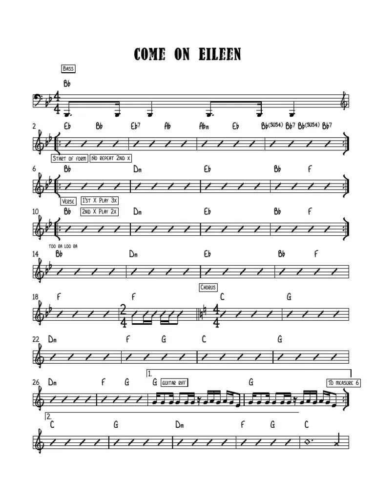Come on Eileen (Bb) Musical Forms Free 30day Trial Scribd