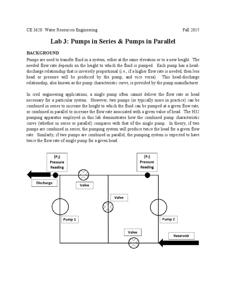 Pumps in Series vs Parallel Lab PDF Pump Nature
