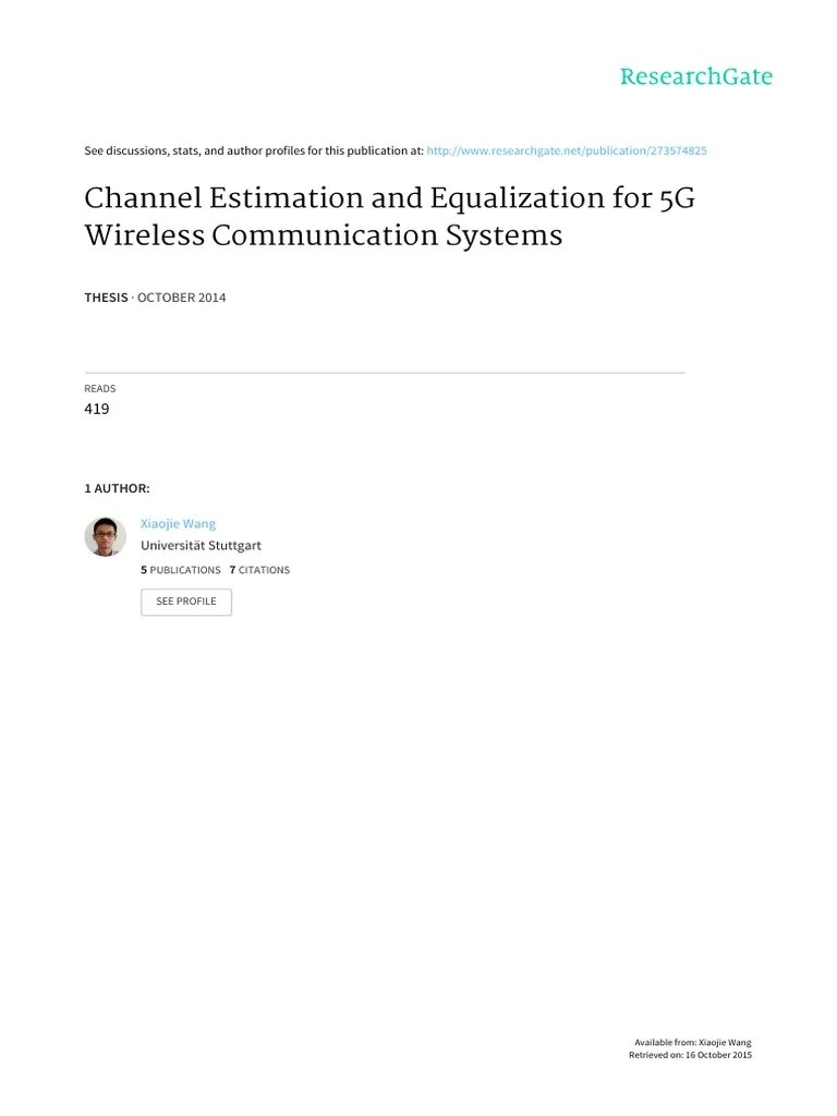 2014 Channel Estimation and Equalization For 5G Wireless