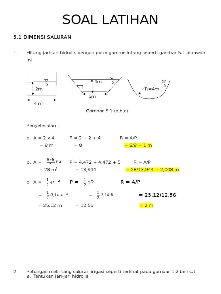 Contoh Soal Penghitungan Ke Efisia Saluran Air Beserta Jawaban X