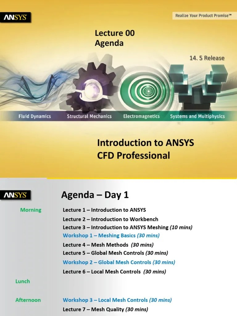 Introduction to ANSYS CFD Professional Agenda