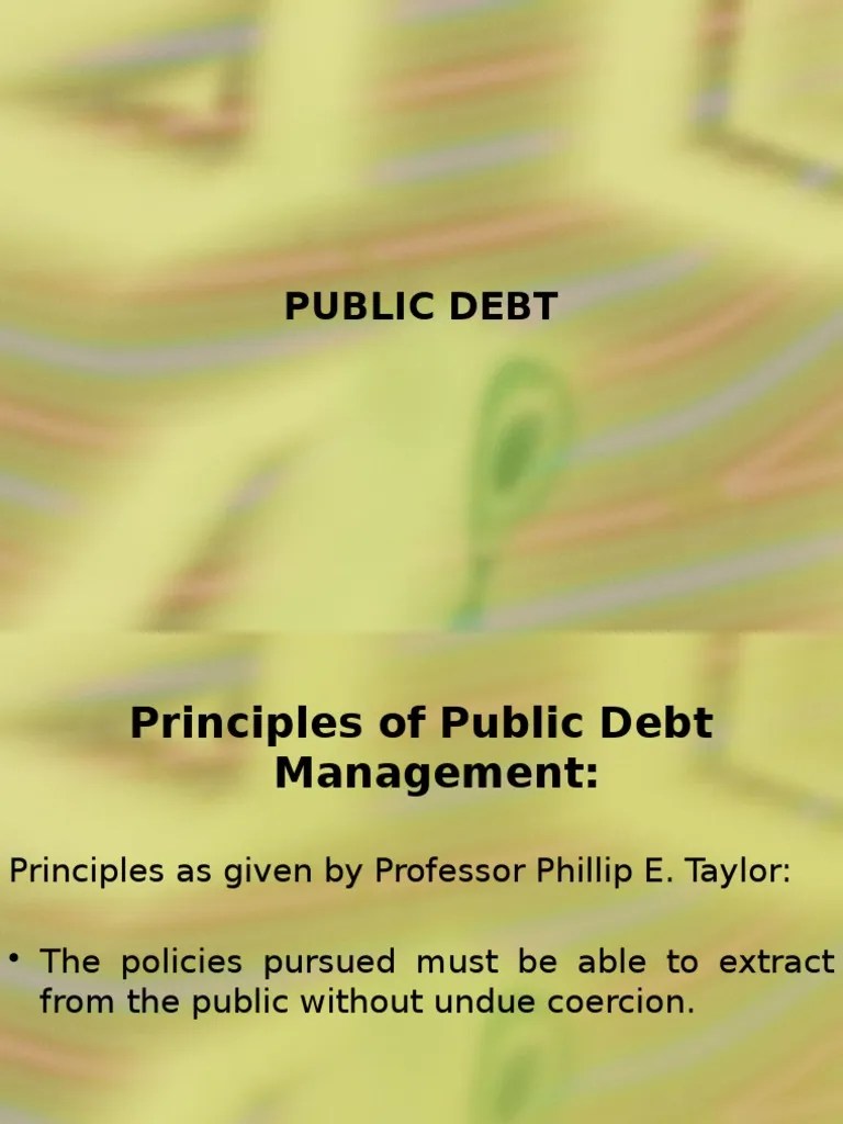 Principles of Public Debt Management