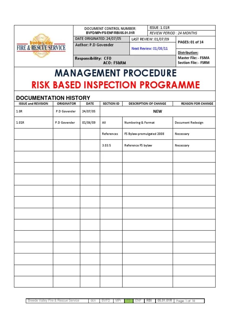 HSE Risk Based Inspection Programme Risk Safety