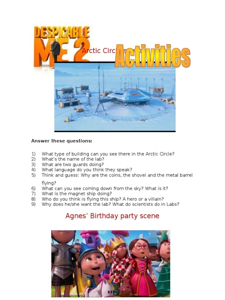 Despicable Me 2 Movie Worksheet PDF Leisure