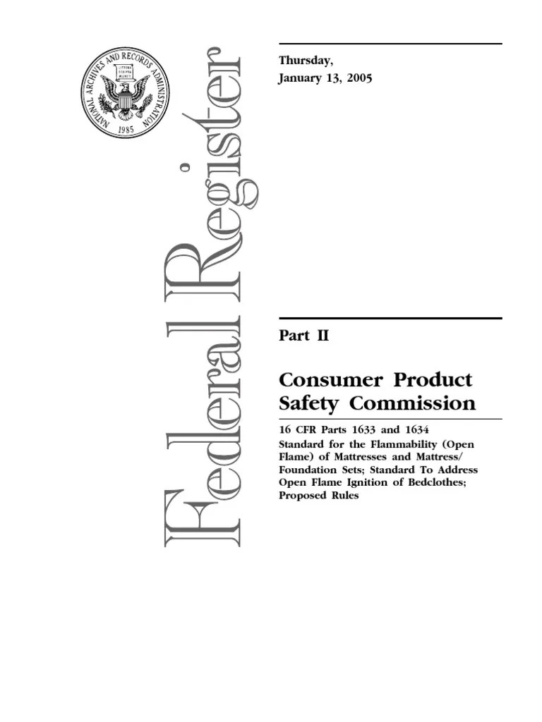 Proposed Rule Flammable Fabrics Act Mattresses and Mattress and