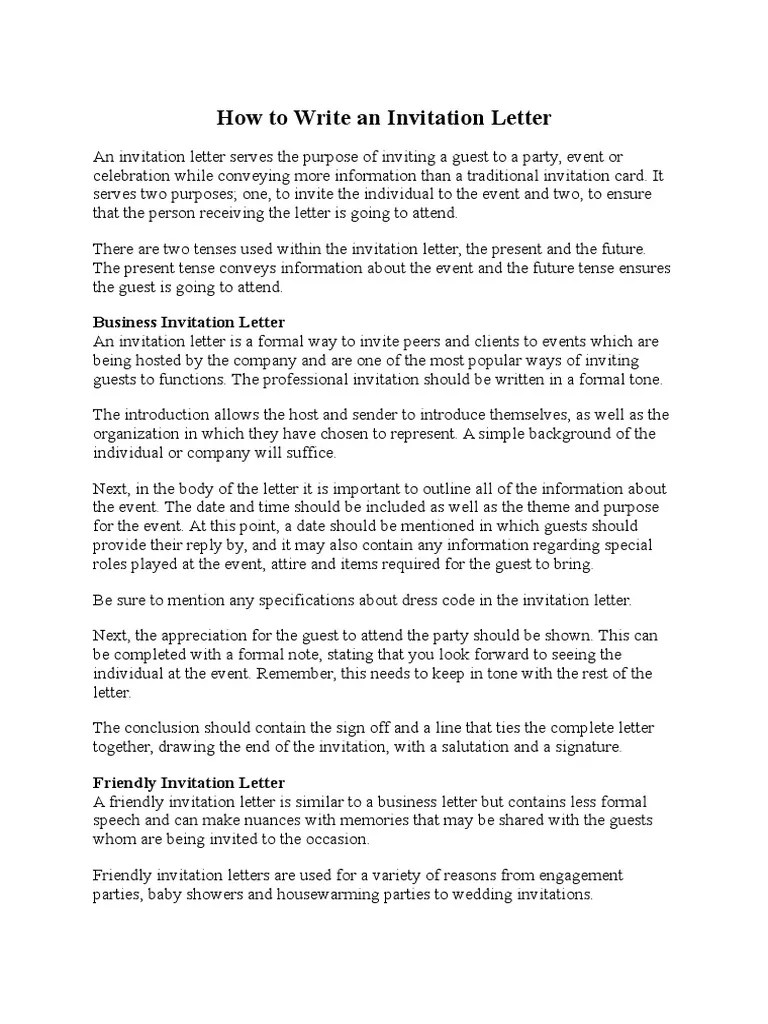 Definition of Invitation Letter English Language Word