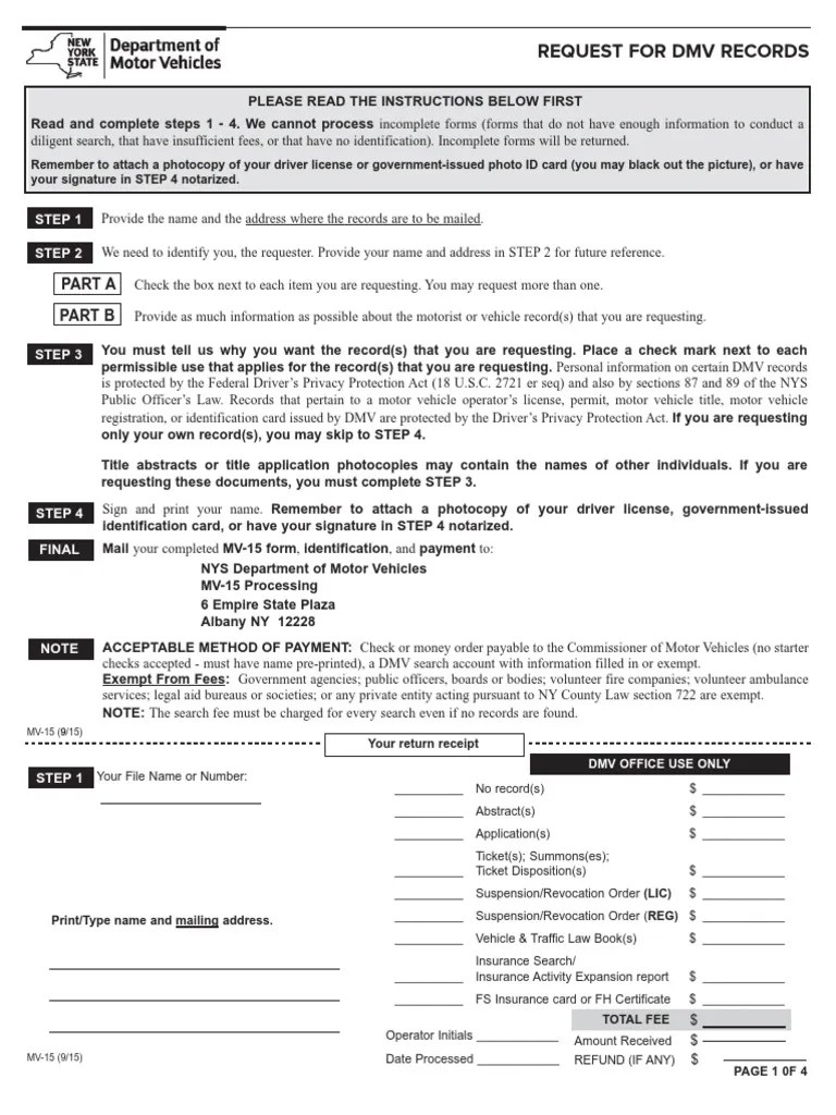 Request For Driving Records Department Of Motor Vehicles Identity